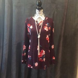 Flower print tunic style top